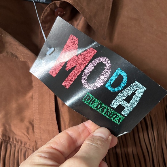 Vintage Moda by BB Dakota brown silk fringe Western shirt blouse. NWT - Picture 4 of 5